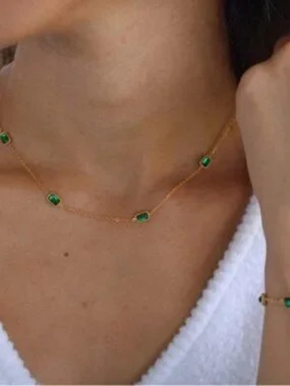 Gold Plated Stainless Steel cubic zirconia Necklace